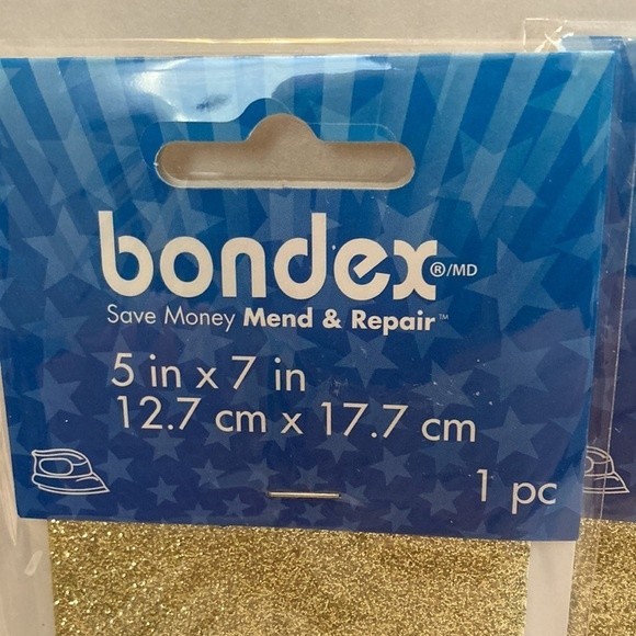 Bondex Glitter Patches Gold 4 Pack No Sew Iron On Patches Crafts Clothing Design - Picture 6 of 13